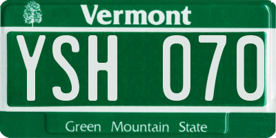 VT license plate YSH070