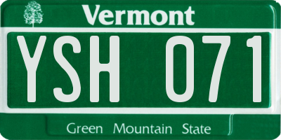 VT license plate YSH071