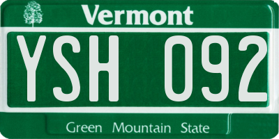 VT license plate YSH092