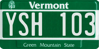 VT license plate YSH103