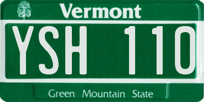 VT license plate YSH110