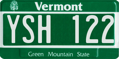 VT license plate YSH122