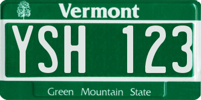 VT license plate YSH123