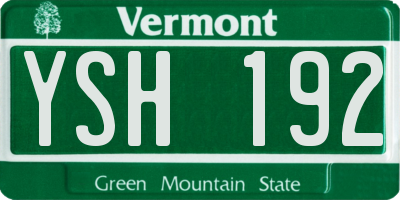 VT license plate YSH192