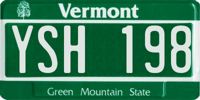 VT license plate YSH198