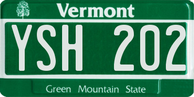 VT license plate YSH202