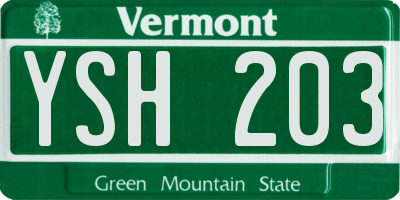 VT license plate YSH203