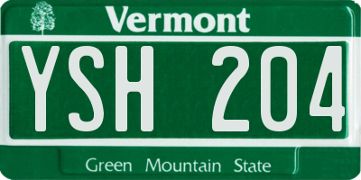 VT license plate YSH204