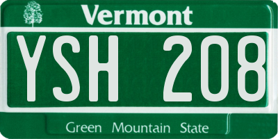 VT license plate YSH208