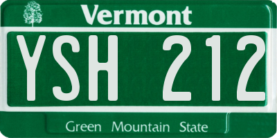 VT license plate YSH212
