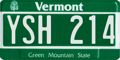 VT license plate YSH214