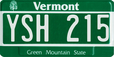 VT license plate YSH215