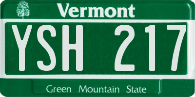 VT license plate YSH217