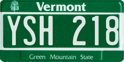 VT license plate YSH218