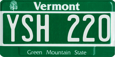 VT license plate YSH220