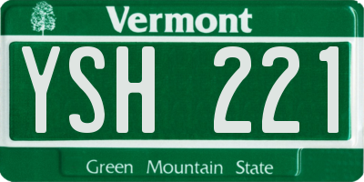 VT license plate YSH221