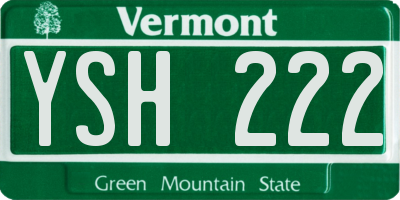 VT license plate YSH222
