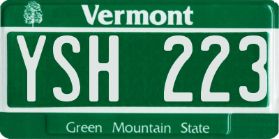 VT license plate YSH223