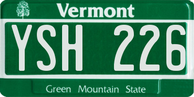 VT license plate YSH226