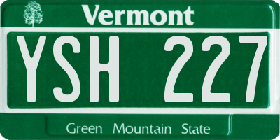VT license plate YSH227