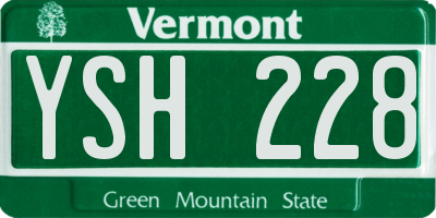 VT license plate YSH228
