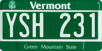 VT license plate YSH231
