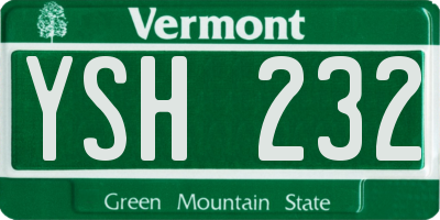 VT license plate YSH232