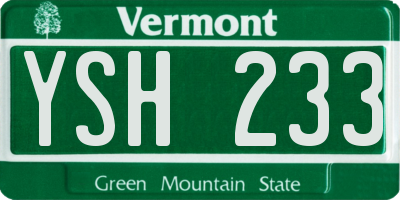 VT license plate YSH233