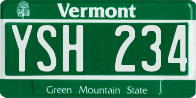 VT license plate YSH234