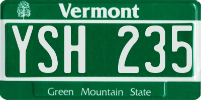 VT license plate YSH235