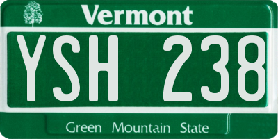 VT license plate YSH238