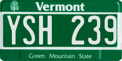VT license plate YSH239