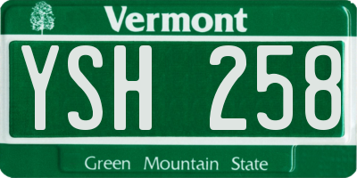 VT license plate YSH258
