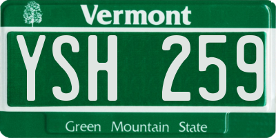 VT license plate YSH259