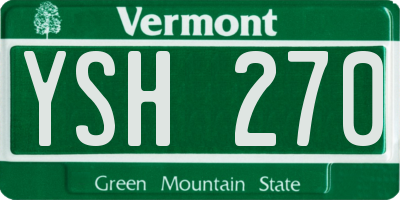 VT license plate YSH270
