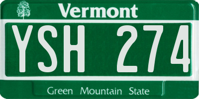 VT license plate YSH274