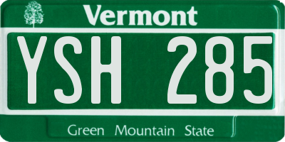 VT license plate YSH285