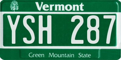 VT license plate YSH287