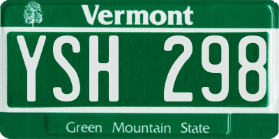 VT license plate YSH298