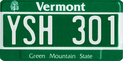 VT license plate YSH301
