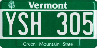 VT license plate YSH305