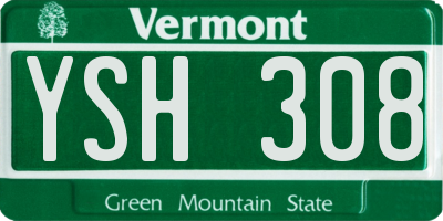 VT license plate YSH308