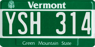 VT license plate YSH314