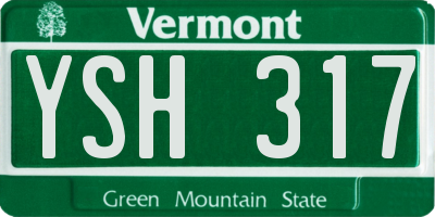 VT license plate YSH317