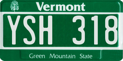 VT license plate YSH318