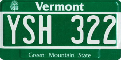 VT license plate YSH322