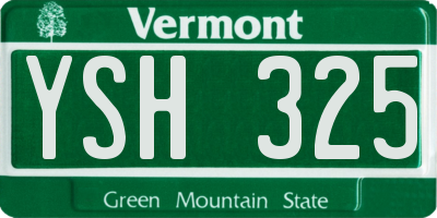 VT license plate YSH325