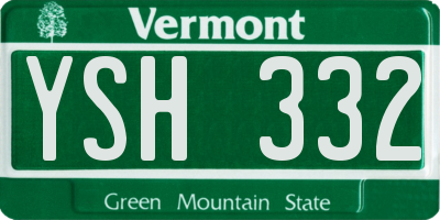 VT license plate YSH332