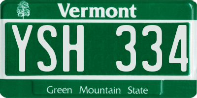 VT license plate YSH334