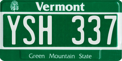 VT license plate YSH337